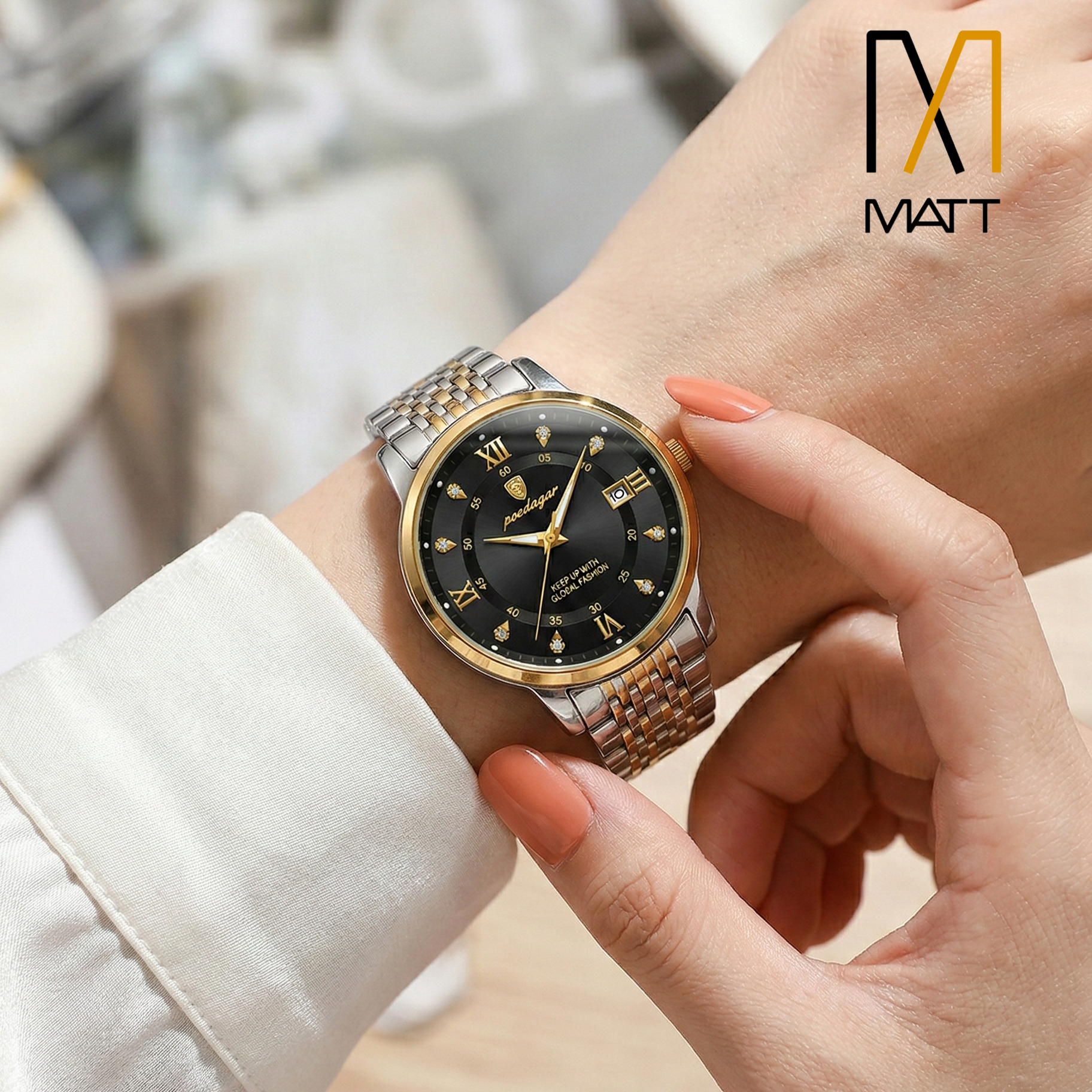 RELOJ POEDAGAR DE LUJO PARA DAMA DIAL NEGRO